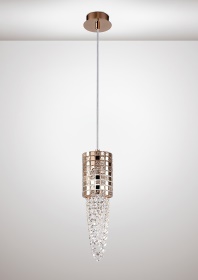 Camden Rose Gold Crystal Ceiling Lights Diyas Single Crystal Pendants